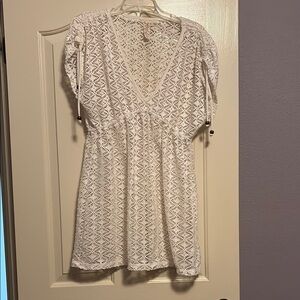 Miken Ivory open weave swim coverup
